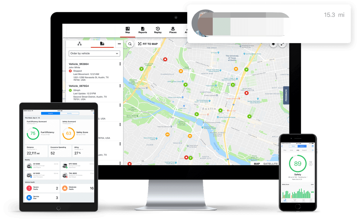 Smart fleet tracking system dashboard for commercial vehicles